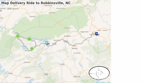 Map Delivery Ride to Robbinsville, NC