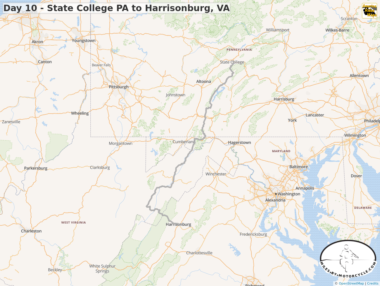 Day 10 - State College PA to Harrisonburg, VA