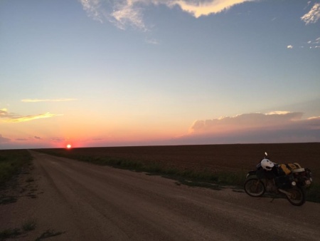Sunset over Oklahoma and a DR650SE
