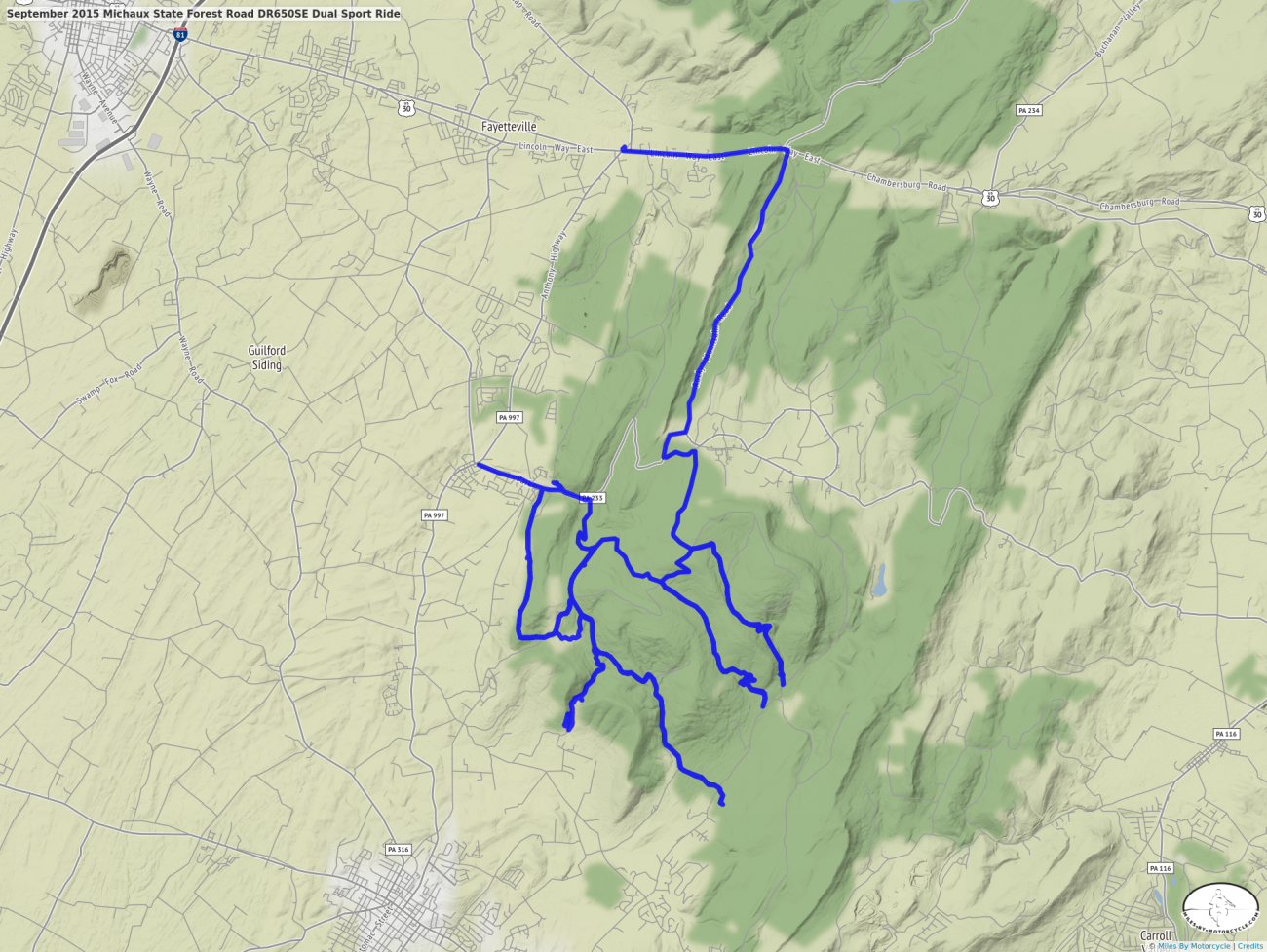 September 2015 Michaux State Forest Road DR650SE Dual Sport Ride