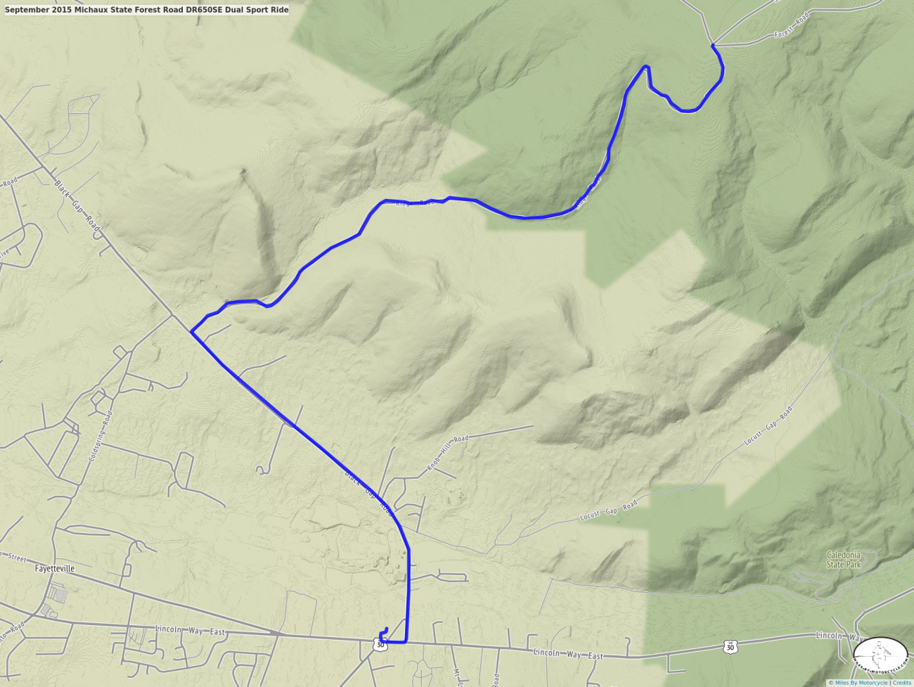 September 2015 Michaux State Forest Road DR650SE Dual Sport Ride