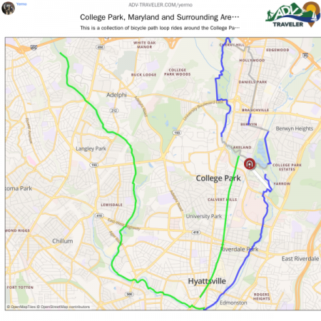 College Park, Maryland and Surrounding Areas Bicycle Loop Rides