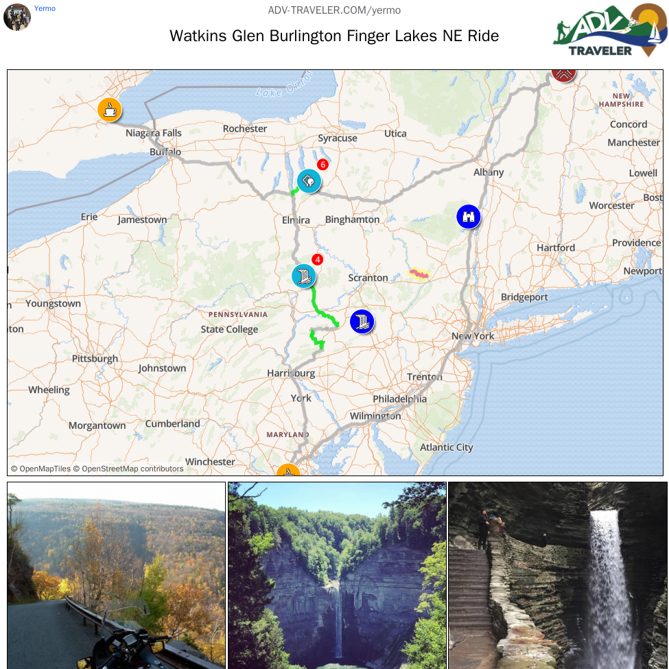 Watkins Glen Burlington Finger Lakes NE Ride