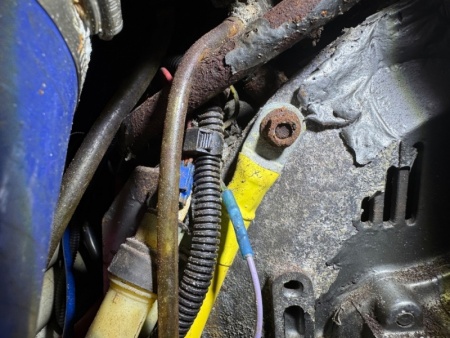 Badly Corroded Ground Cable Stud and Bolt
