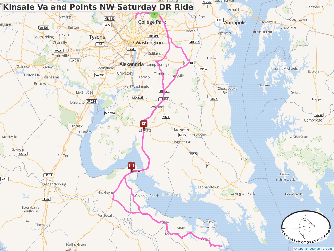 Kinsale Va and Points NW Saturday DR Ride