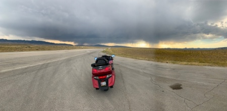 Heading into a hailstorm in Rawlins, Wyoming