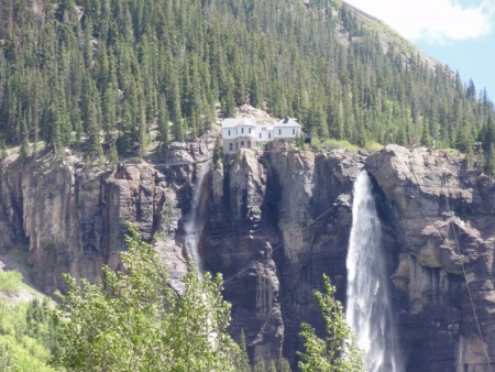 Mountain Waterfall Castle