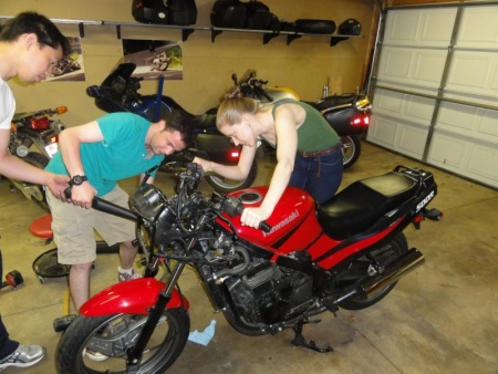 Turning wrenches on a Ninja 500R